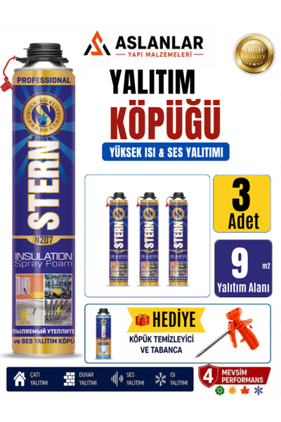 Stern Poliüretan Termal Yalıtım Sprey Köpük Isı Ve Ses Yalıtım 3 Adet (tabanc...