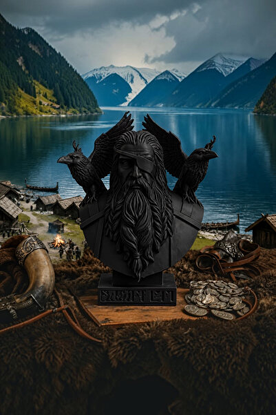 Belupa Odin Büstü Dekoratif Heykel | İskandinav Mitolojisi Viking Tanrı Figür...
