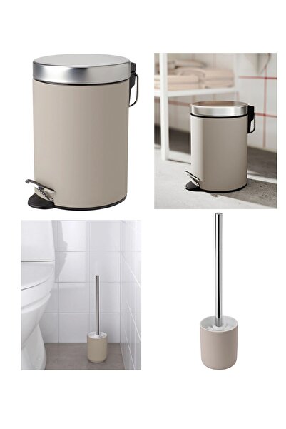 IKEA 2'li Banyo Seti - Banyo Çöp Kutusu / Kovası 3 lt ve Tuvalet Fırçası 38cm...