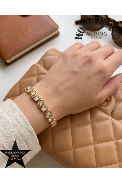 XUPING JEWELRY Kristal ve Zirkon Taşlı Kadın Bileklik 17+2+2 cm Genişliği 0.8...