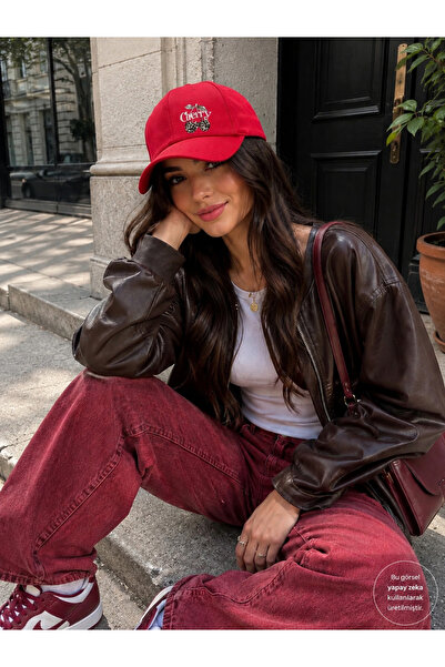 sf collection Cherry Baskılı Kadın Spor Şapka - Ayarlanabilir Pamuklu Cap