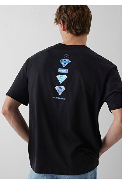 Mavi M0613572 Süperman Baskılı T-Shirt Erkek Tişort SİYAH