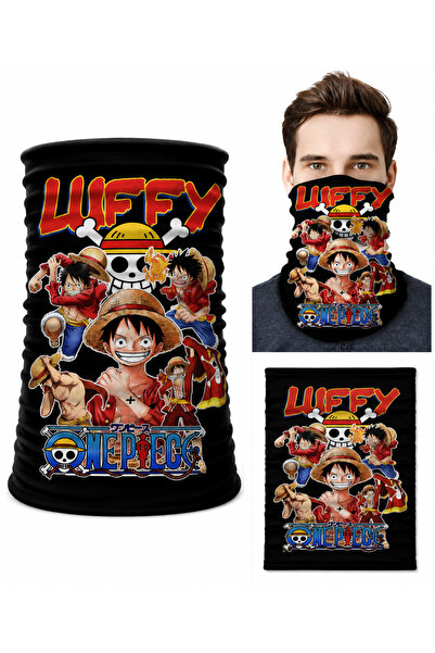 FG KONNİCHİWA One Piece Printed Bandana Anime Face Mask and Neck Gaiter and D...