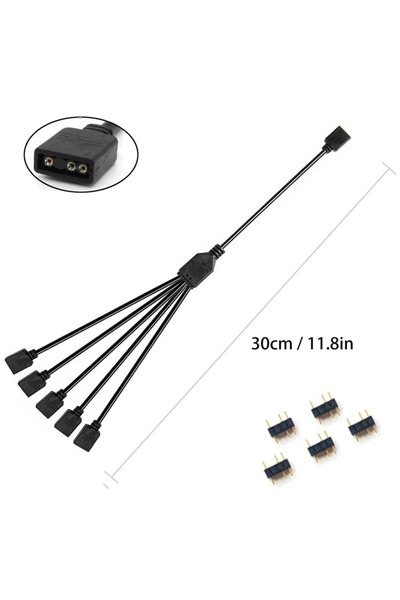 Choice 1 to 5 5V 3-Pin Addressable ARGB Female to Female Splitter Extension C...