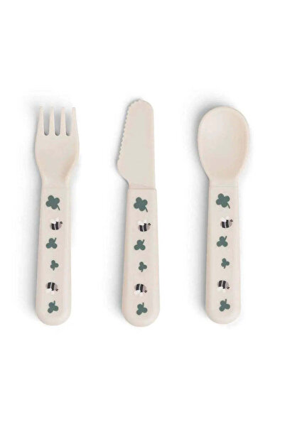 Done By Deer - Tiny Farm - Fork, Spoon & Knife Set - Beige