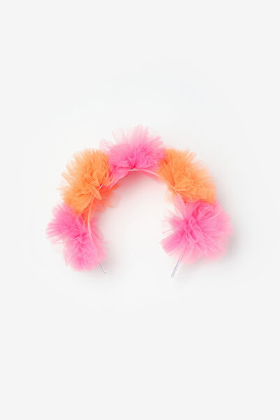 Le Mabelle Fuchsia Shades 5-Piece Tulle Pompom Girl's Crown