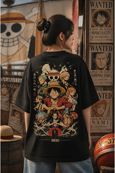 Ninkasiwear One Piece "King of Pirates" Anime Unisex Oversize 24/1 Pamuk Tişö...