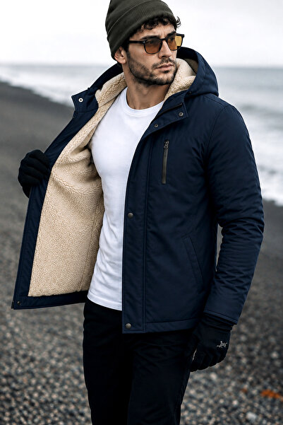 Delpino Fur-Lined Waterproof and Windproof Long Hooded Coat
