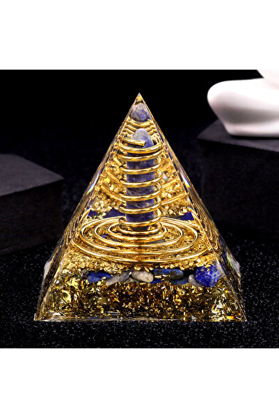 Choice P1-Lapis Lazuli Natural Crystal Energy Generator Pyramid Peridot Gold ...