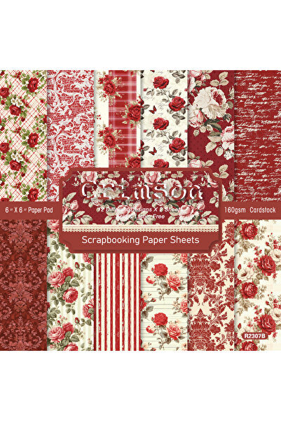 Choice Crimson Rose 24 Sheets 6"X6" Paper Pad Crimson Rose Pattern Papers Des...