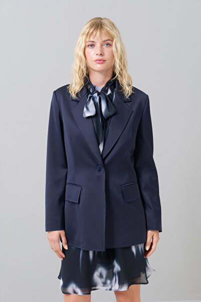 Roman Tek Düğmeli Erkek Yaka Blazer Ceket Lacivert K2516002_015