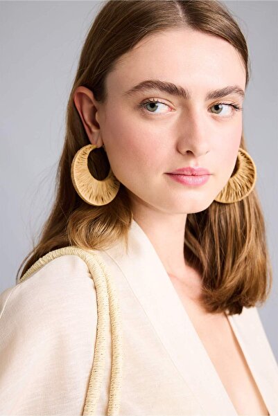 DeFacto Women's Knitted Detailed Hoop Brown Earrings H6504Axns