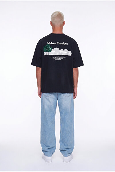 Respire Men's Maison Printed Oversize T-Shirt Black