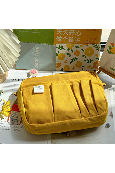 Choice Yellow-M Large Capacity Canvas Storage Bag Simple Design For High Scho...