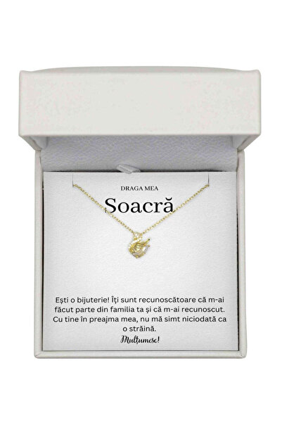 The Jewel Heart Colier Lebăda de apreciere - Argint 925 cu aur de 14K, cadou ...