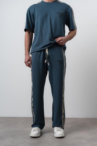 Respire Men's Stripe Detailed Baggy Sweatpants Petrol
