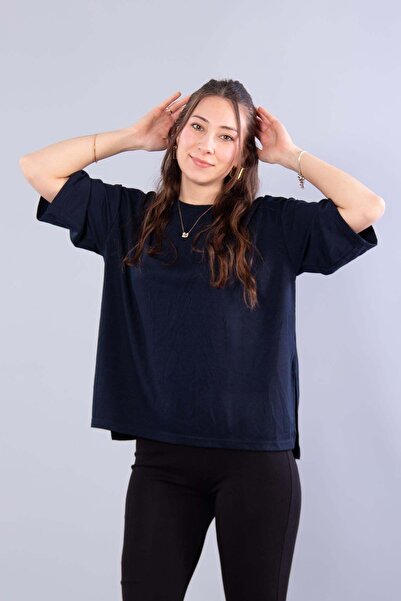 Mckanzie 11066 side slit modal fabric loose o-neck t-shirt