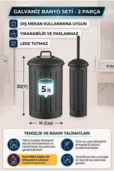 RİVO HOME DECOR مجموعة فرشاة المرحاض مع سلة المهملات