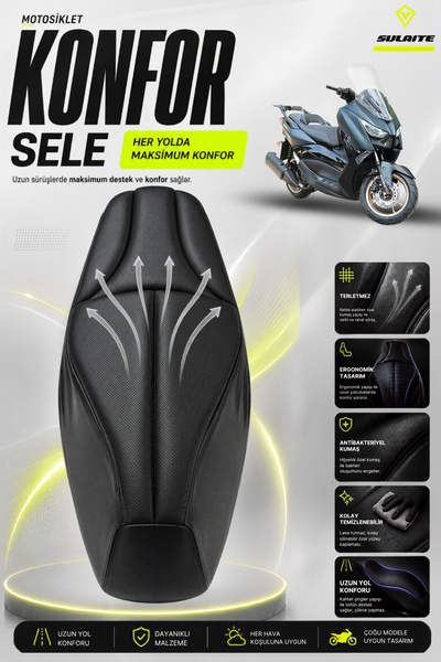 SULAITE Motosiklet Konfor Sele Kılıfı ARORA MAX PRO Uyumlu Visco Süngerli Sel...