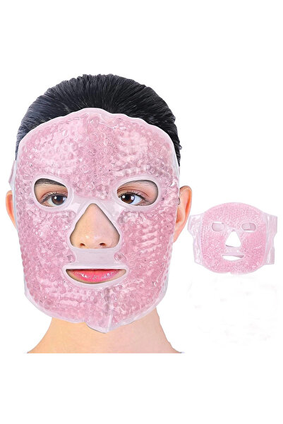 Epilons Jel Yüz Maskesi Soğuk Ve Sıcak Boncuklu Ayarlanabilir Maske (Pembe)