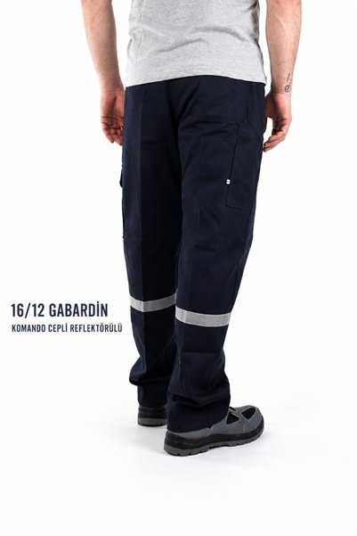 ESERIS 16-12 Gabardin Komando Cepli Iş Pantolonu Reflektörlü - Yazlık- Lacivert