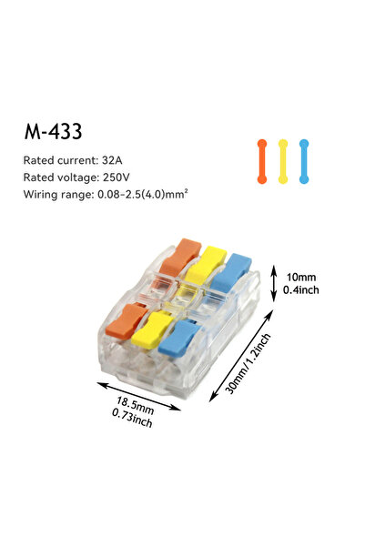 Choice10 10 قطع M433T 10/50 قطعة موصلات توصيل أسلاك صغيرة سريعة، موصلات تجعيد...