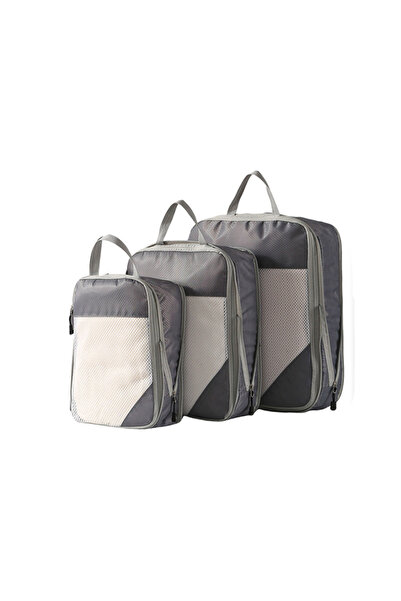 Choice1 grey HOMEFISH 3-Piece Travel Compression Packing Cube, Travel Bag Lug...