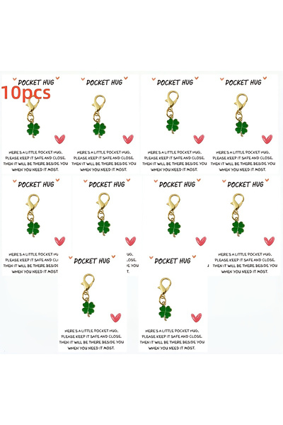 Choice 10pcs 5/10pcs Lucky Clover Keychain Set with Pocket Hug Cards, Inspira...