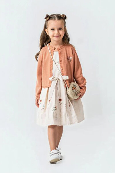 Minigimin Cicileri Miniğimin Cicileri Daisy Embroidery Detail Dress Cardigan ...