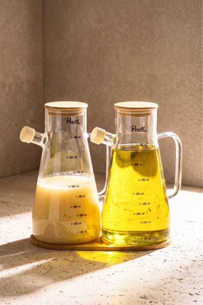Perotti STD Gaella Bamboo 2’li 900ml Tepsili Yağlık-Sirkelik Seti 3 Parça Bor...