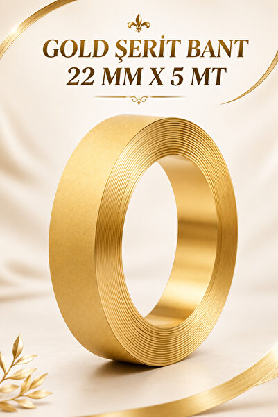 NZB Gold Şerit Dekoratif Bant 5 MT X 22 MM Ahşap Mobilya Duvar Fayans Dekorat...