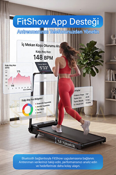 EN SİGA Titreşim Modlu Yürüme Bandı 2 Hp Led Ekranlı Motor Uzaktan Kumandalı Yürüme Pedi & Koşu Bandı
