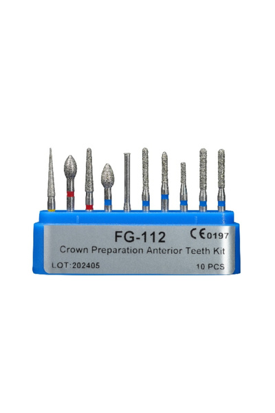Choice5 مجموعة مثاقب ماسية FG112 لطب الأسنان، عالية السرعة، مع قبضة يدوية، لت...