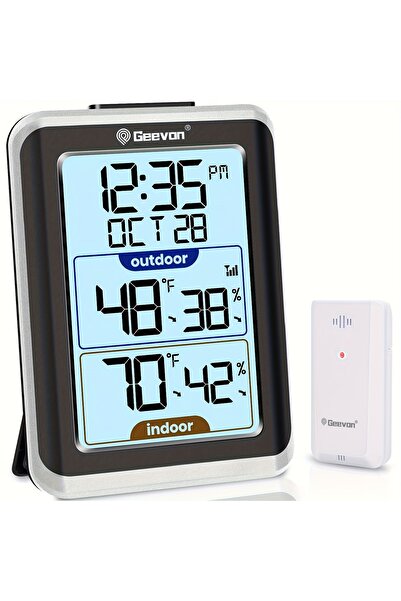 Choice1 black GEEVON Indoor Outdoor Thermometer Wireless Digital Hygrometer T...
