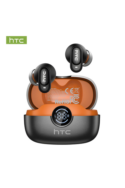 Choice5 Black and orange HTC NE79 TWS Bluetooth 6.0 Earphones AI Translator I...