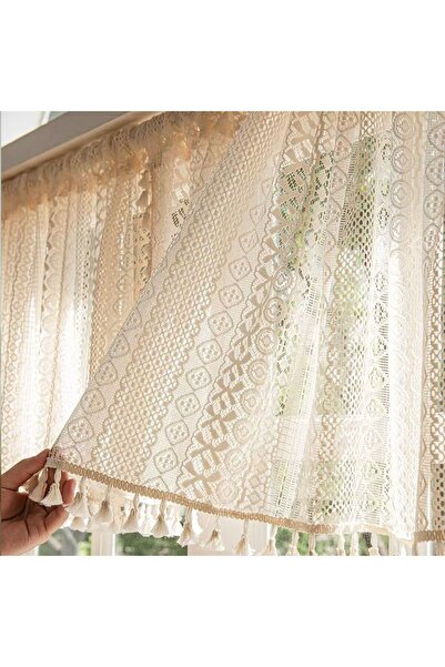 Choice Fixed Pleat 150x45cm beige Beige Circular Patterned Hanging Tassel Sho...