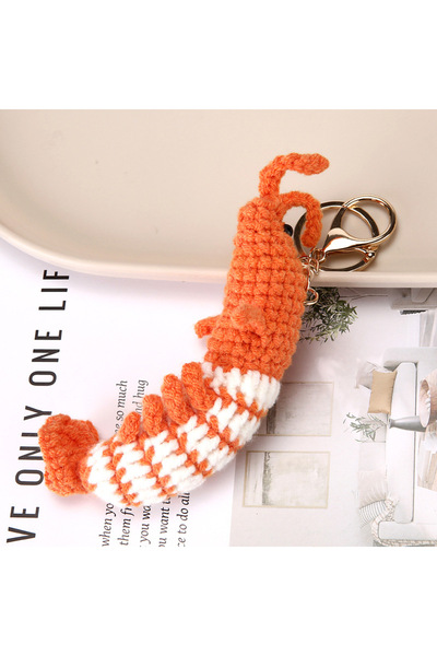 Choice 1pcs 1Pc Cute Shrimp Charm Bag Pendant Cartoon Mini Hand Knitted Keyri...