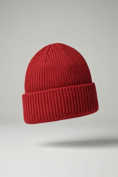 Aghilo Woolen Winter Unisex Ribbed Beanie – Red