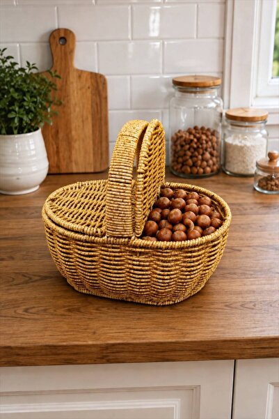 Bayev Rattan 9196 Mini Oval Basket with Handle Rattan Knitted Picnic Basket