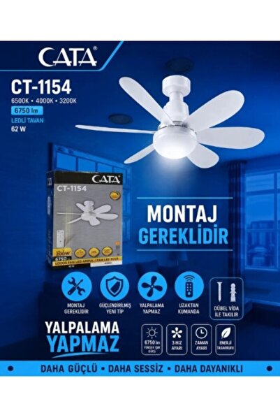 Tamer Elektrik Cata Cata Lodos Fan Led 62w Ct-1154 Kumandalı Işıklı Vantilatör