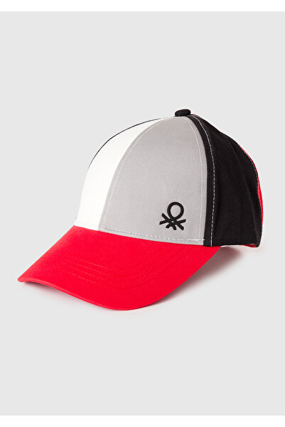 United Colors of Benetton Boy's red color block logo baseball cap