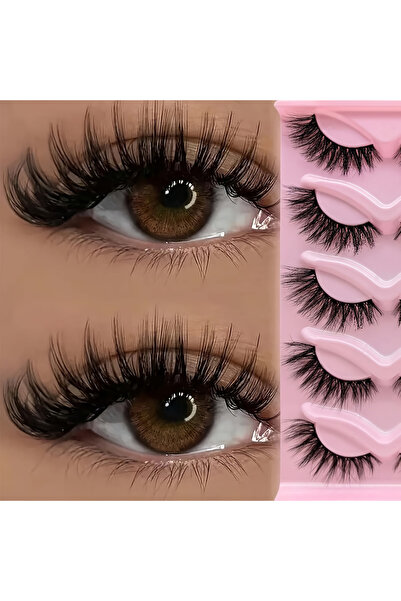 Choice 5 Pairs Cat Eye Eyelashes 3D Natural False Lashes Fluffy Soft Cross Cl...