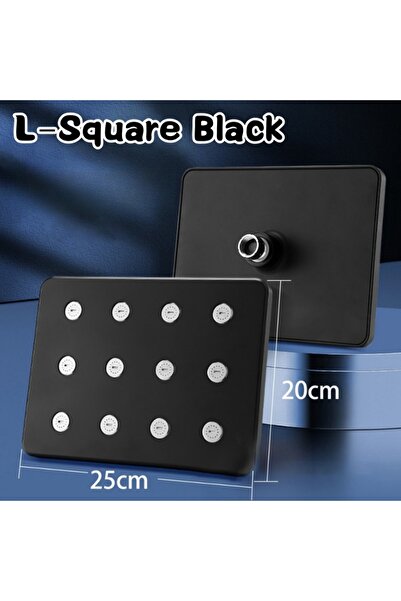 Choice3 L-Square Black High Pressure Rainshower Head Magic Water Flow Rainfal...