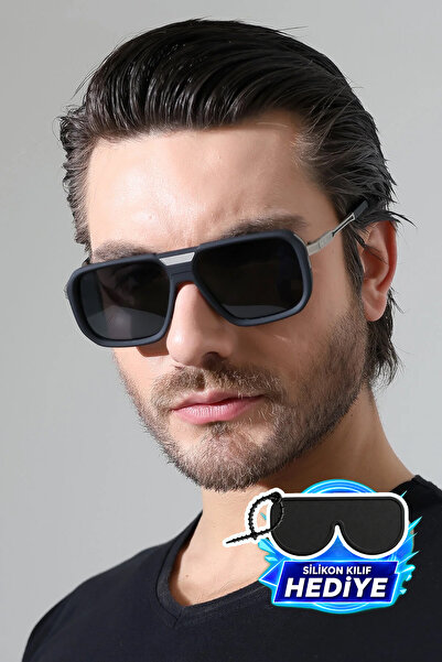 MİLANO KORS Men's Black Matte Metal Frame Detail Black Glass Sunglasses