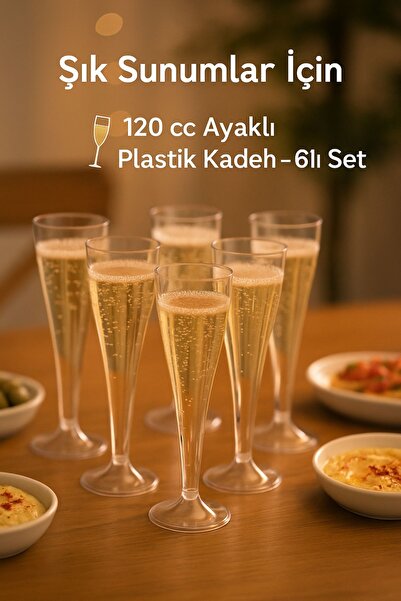 Open Home Concept 6’lı Şeffaf Plastik Şampanya Kadehi – Düğün, Parti ve Davet...