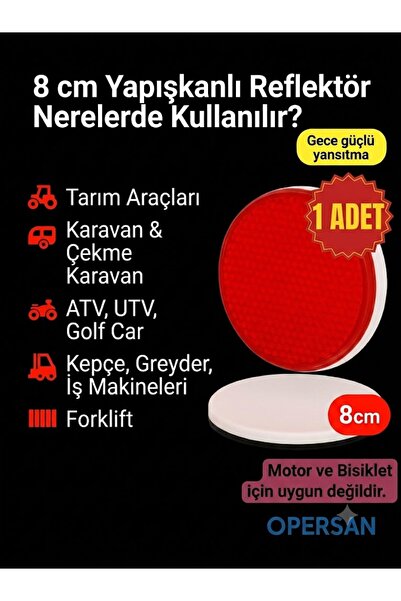 opersan 80 MM KIRMIZI RENK KENDİNDEN YAPIŞKANLI KEDİ GÖZÜ
