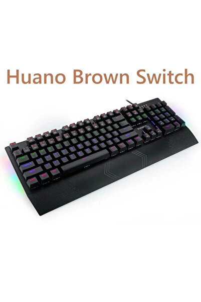 e-yooso Mekanik Oyuncu Klavyesi K-662 Rainbow Işıklı Ingilizce Huano Blue, Br...