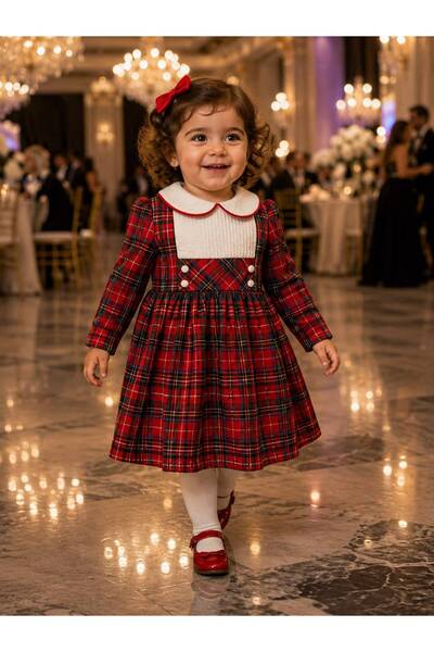 Generic Brand Girl's Red Plaid Buckle Dress