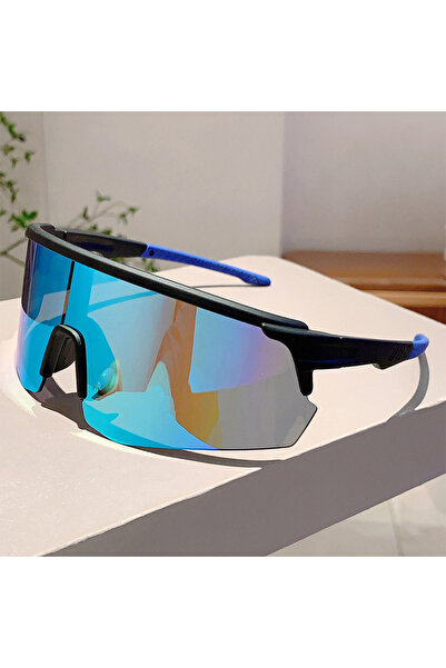 Choice ONE SIZE Blue Oversized Fashion Cycling Sunglasses Anti Wind Flash Coa...