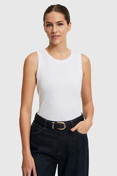 U.S. Polo Assn. Kadın Beyaz Bisiklet Yaka Basic Tişört 50323534-VR013